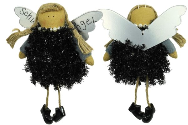 Baden Schutzengel Aufhänger Deko Engel Glitterkleidchen Schwarz