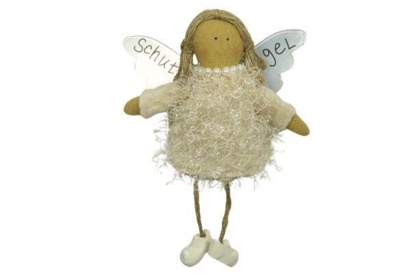 Baden Schutzengel Aufhänger Deko Engel Glitterkleidchen Beige