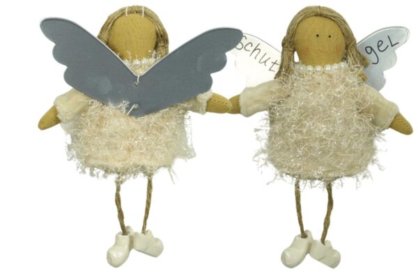 Baden Schutzengel Aufhänger Deko Engel Glitterkleidchen Beige