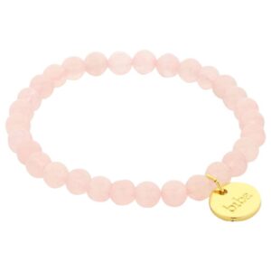 Biba Armband Naturstein Rosa Quarz Perlen 8mm Ø Biba Anhänger Gold