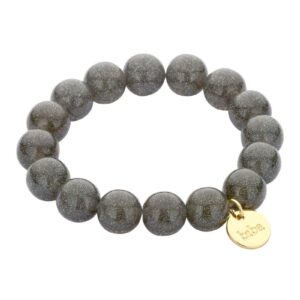 Biba Armband Polymer Perlen Schimmer Anthrazit 12mm Ø Biba Anhänger Gold