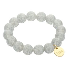 Biba Armband Polymer Perlen Schimmer Hellgrau 14mm Ø Biba Anhänger Gold