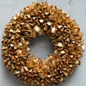 Couronne Dekokranz Naturkranz Handarbeit Bakuli Wreath Gold 20 cm ∅