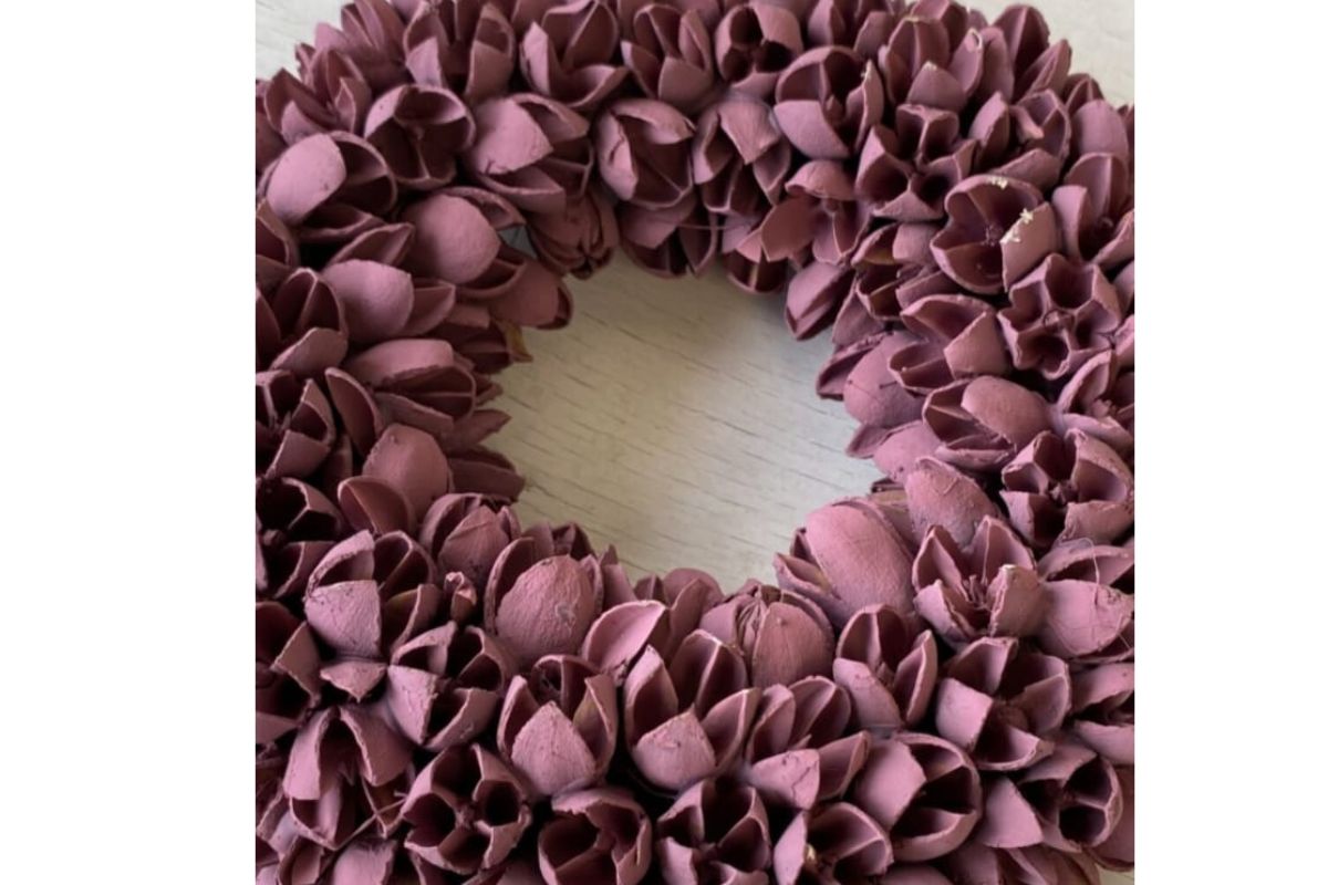 Couronne Dekokranz Naturkranz Handarbeit Bakuli Wreath Mauve 40 cm ∅