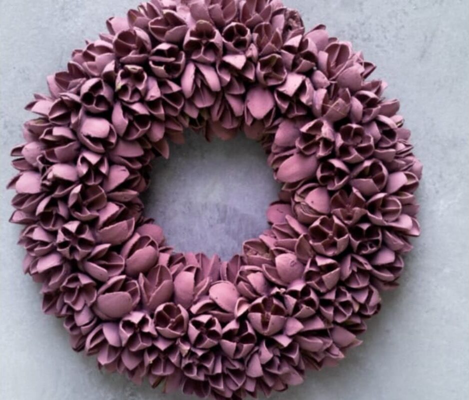 Couronne Dekokranz Naturkranz Handarbeit Bakuli Wreath Mauve 40 cm ∅
