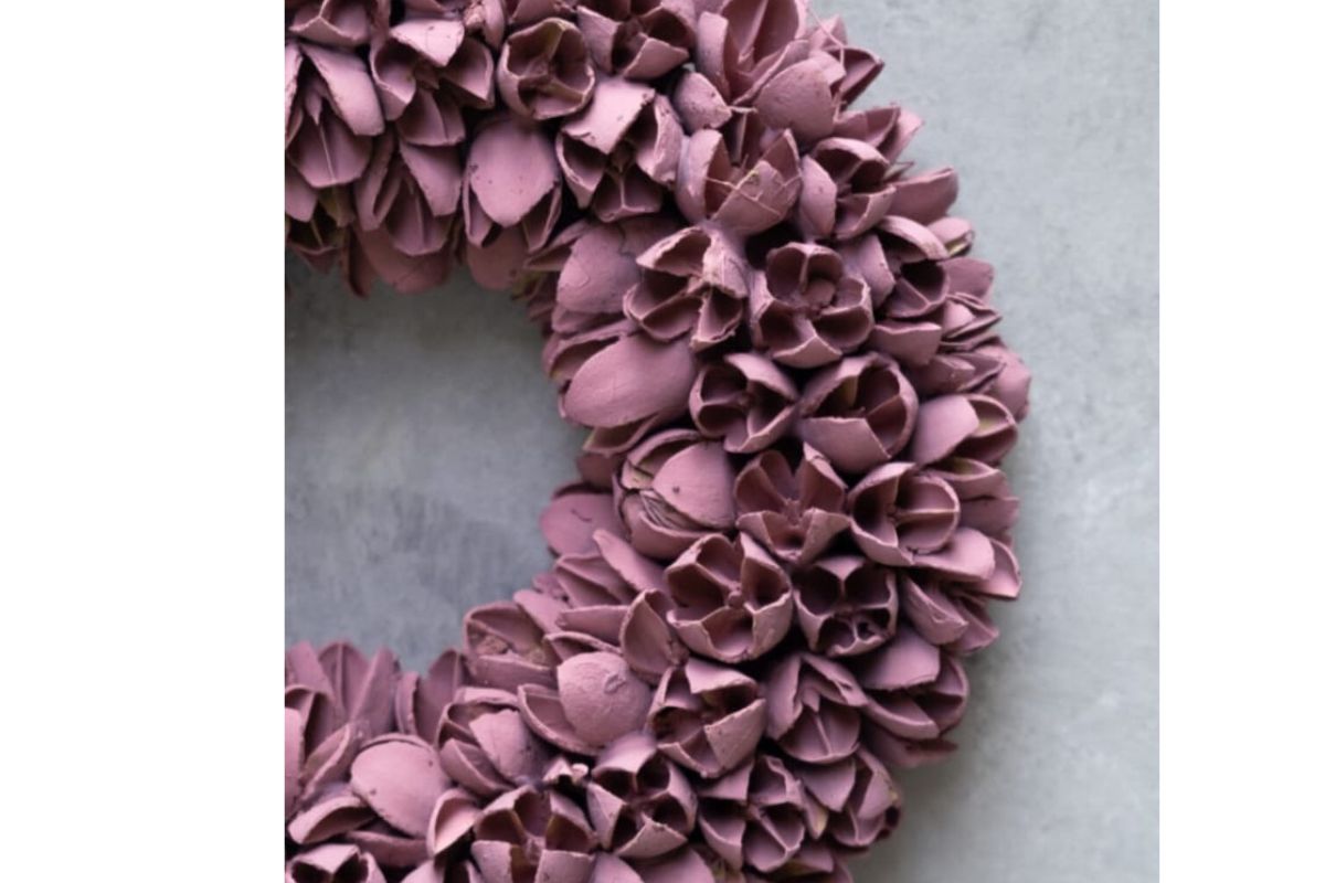 Couronne Dekokranz Naturkranz Handarbeit Bakuli Wreath Mauve 40 cm ∅