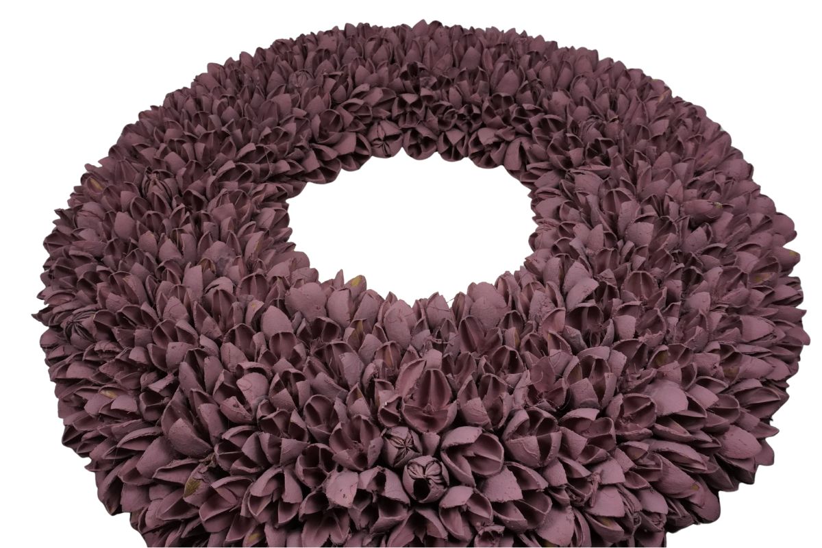 Couronne Dekokranz Naturkranz Handarbeit Bakuli Wreath Mauve 40 cm ∅