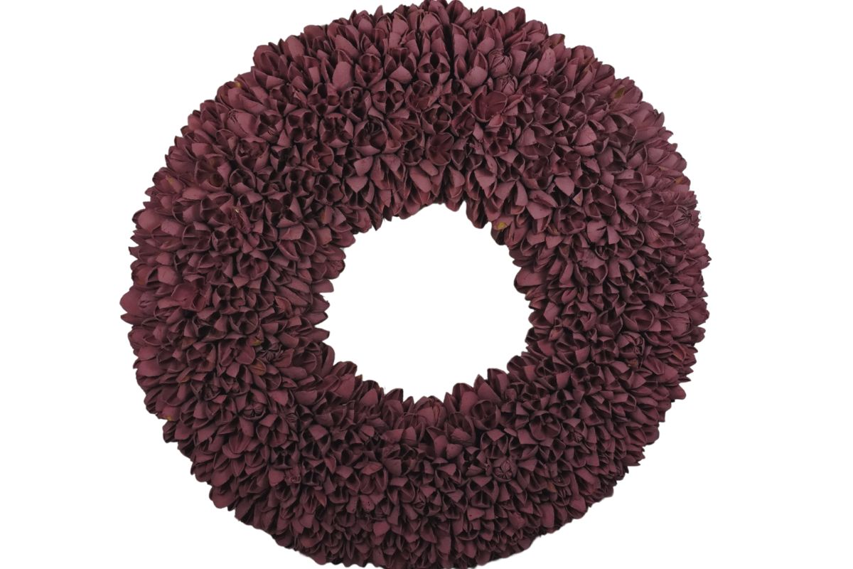 Couronne Dekokranz Naturkranz Handarbeit Bakuli Wreath Mauve 40 cm ∅