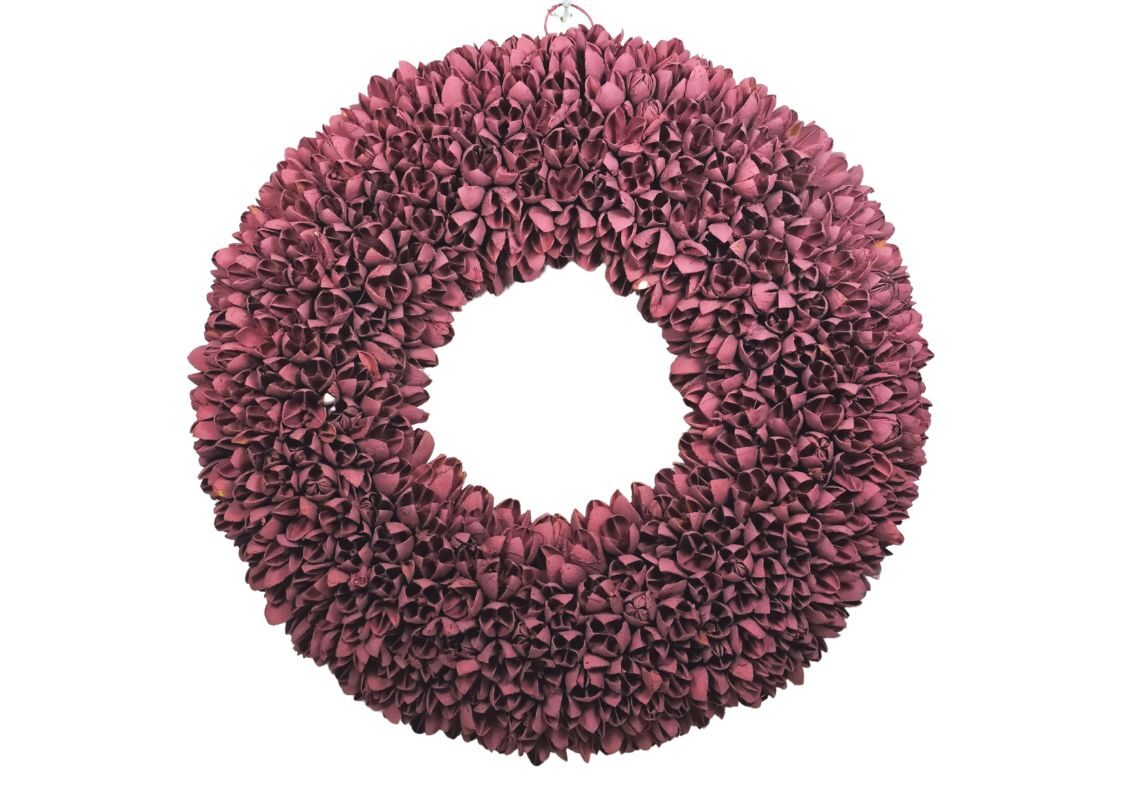 Couronne Dekokranz Naturkranz Handarbeit Bakuli Wreath Mauve 40 cm ∅