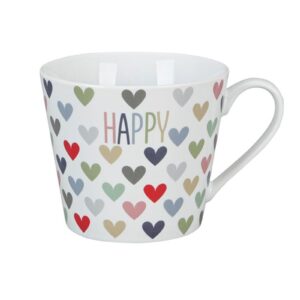 Krasilnikoff Henkeltasse Kaffeetasse Sprüchetasse HAPPY Herzchen