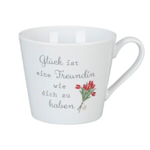 Krasilnikoff Henkeltasse Kaffeetasse Sprüchetasse Glück ist eine Freundin wie dich zu haben