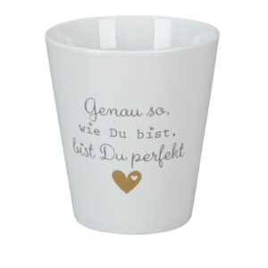 Krasilnikoff Kaffeebecher Sprüche Tasse Mug Cup "Genauso wie du bist, bist Du perfekt"