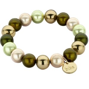 Biba Armband Polymer Perlen Grün Gold Mix 12mm Ø Biba Anhänger Gold