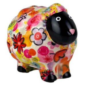Pomme Pidou Spardose Money Bank Schaf Plüsch Flower Weiß