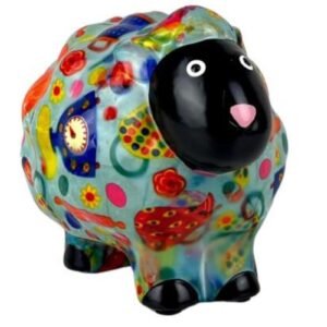 Pomme Pidou Spardose Money Bank Schaf Plüsch Flower Blue