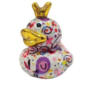 Pomme Pidou Spardose Spartier Money Bank Ente Ducky Heart Weiß Gr. S 