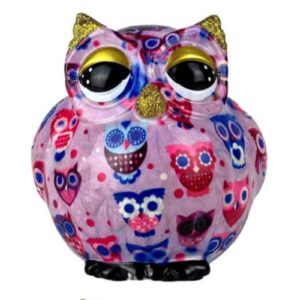 Pomme Pidou Spardose Spartier Money Bank Eule Olive Hell Lila Gr. N