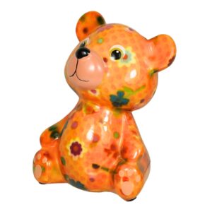 Pomme Pidou Spardose Spartier Money Bank Bär Toto Flower Orange Gr. S