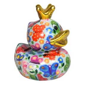 Pomme Pidou Spardose Spartier Money Bank Ente Ducky Blue Flower Gr. S