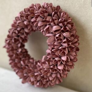 Couronne Dekokranz Wandkranz Naturkranz Handarbeit Bakuli Wreath Clay Pink 20cm∅