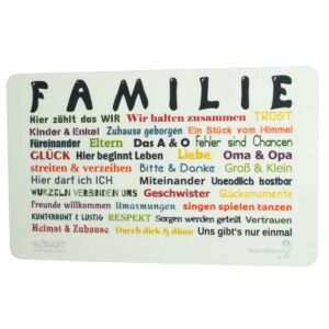Frühstücksbrettchen SweetDesign by Nala "Familie Hier zählt das Wir" Klönert Kartenkunst & Mehr