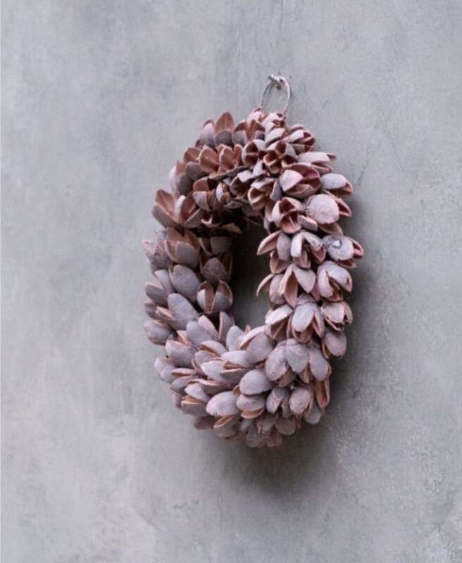 Couronne Dekokranz Wandkranz Naturkranz Handarbeit Bakuli Wreath Thin Powder Pink 20cm∅