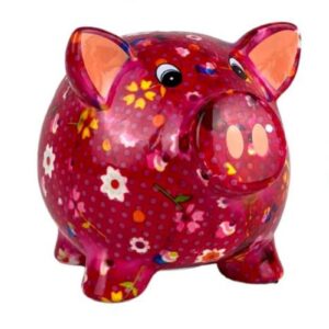 Pomme Pidou Spardose Spartier Money Bank Schwein Rosie Pink Flower Design N