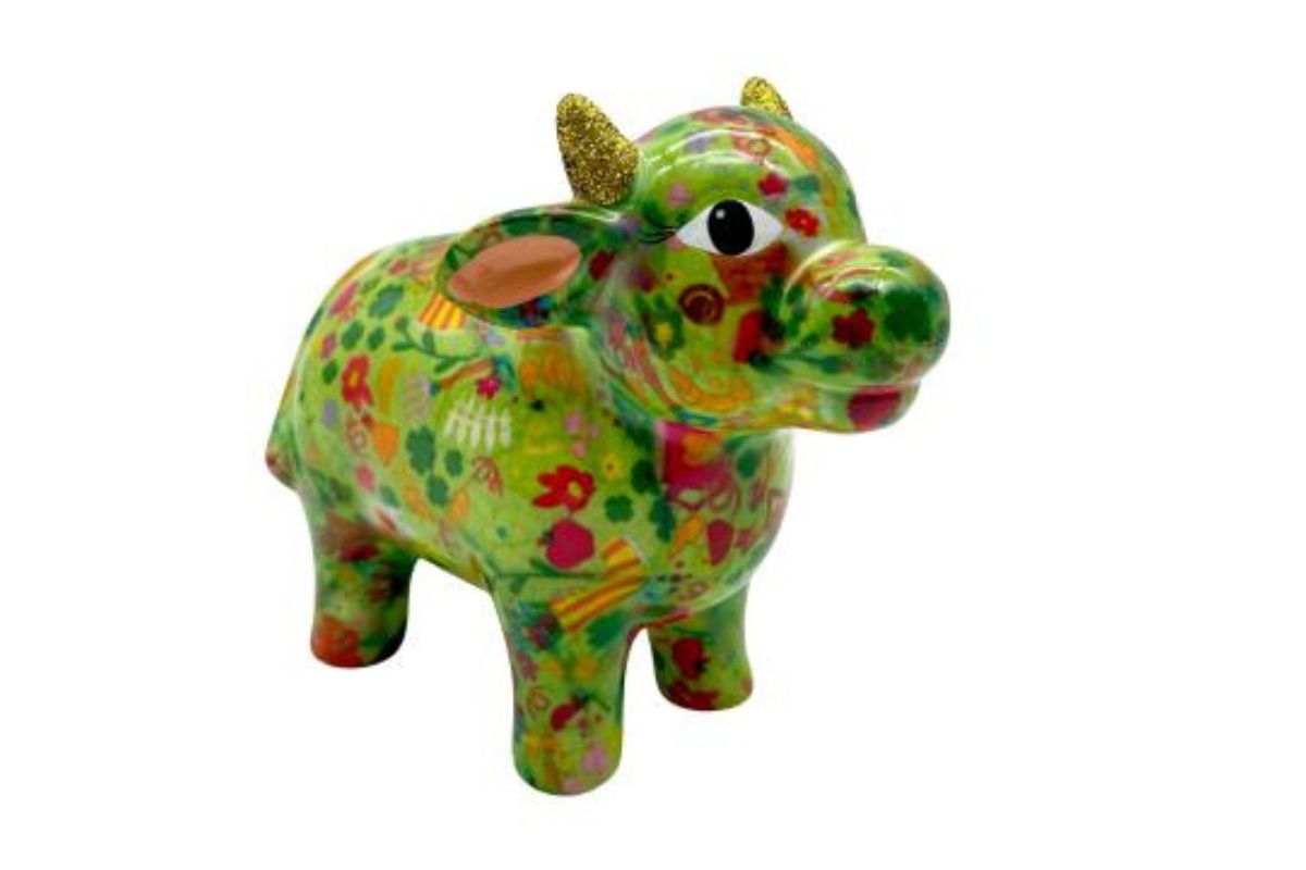 Pomme Pidou Spardose Spartier Money Bank Kuh Farm Green Design S