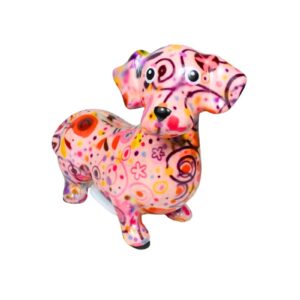 Pomme Pidou Spardose Spartier Money Bank Dackel Dennis Rose Flower Design S