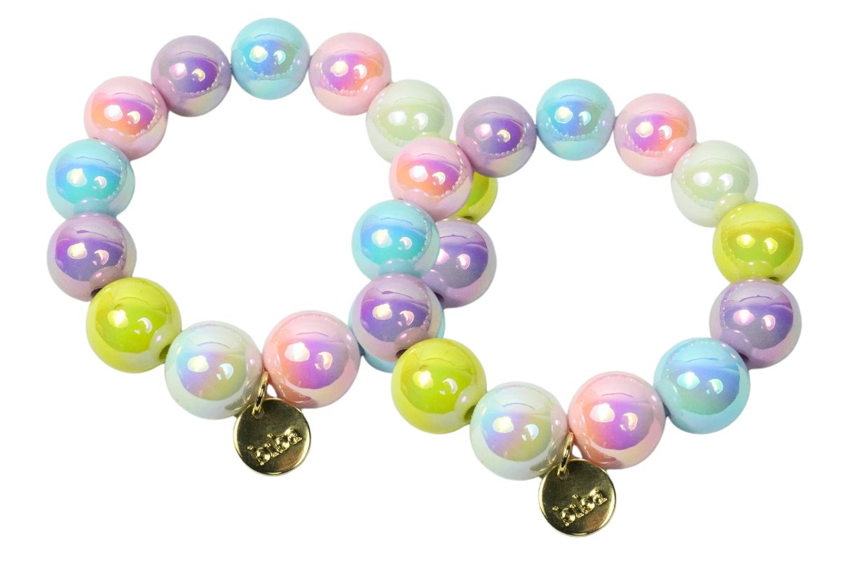 Biba Armband Polymer Perlen Pastell Mix 16mm Ø Biba Anhänger Gold