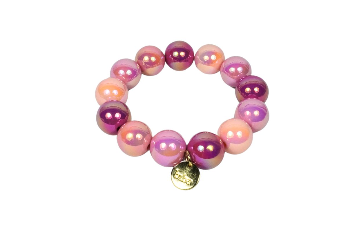 Biba Armband Polymer Perlen Rose Dream 16mm Ø Biba Anhänger Gold