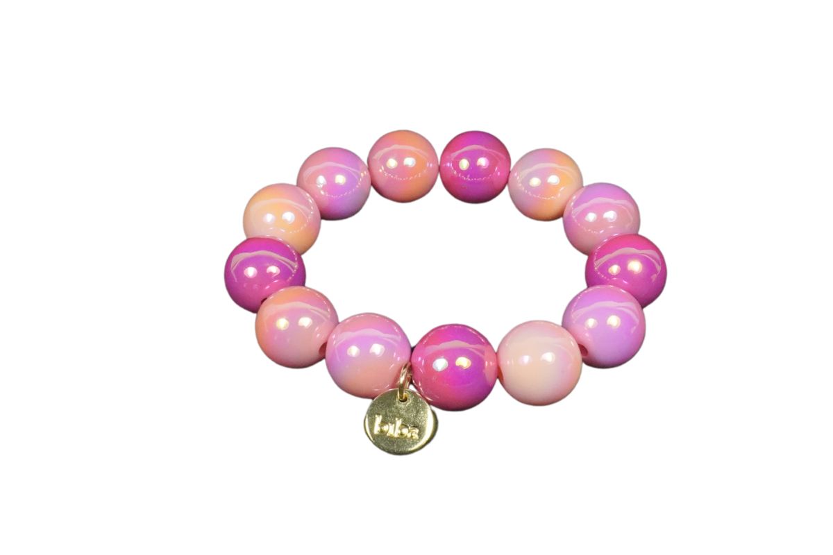 Biba Armband Polymer Perlen Rose Dream 16mm Ø Biba Anhänger Gold