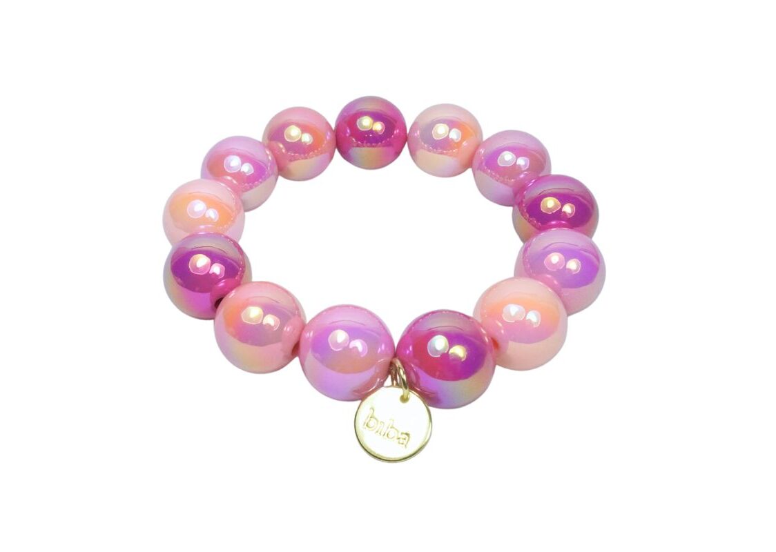 Biba Armband Polymer Perlen Rose Dream 16mm Ø Biba Anhänger Gold