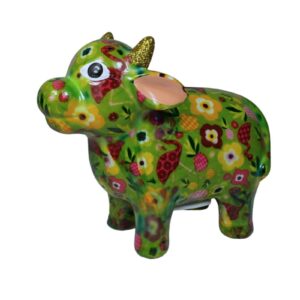 Pomme Pidou Spardose Spartier Money Bank Kuh Farm Green Flower Design S