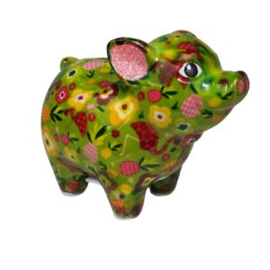 Pomme Pidou Spardose Spartier Money Bank Schwein Farm Green Flower Design S