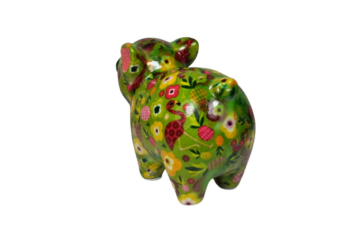 Pomme Pidou Spardose Spartier Money Bank Schwein Farm Green Flower Design S