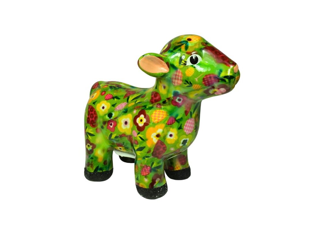 Pomme Pidou Spardose Spartier Money Bank Schaf Farm Green Flower Design S