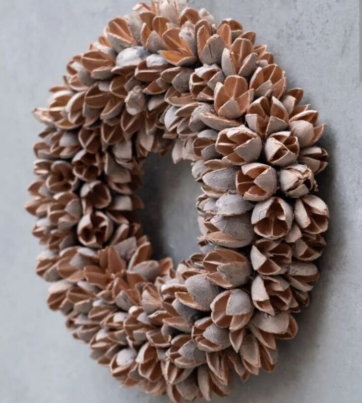 Couronne Dekokranz Naturkranz Handarbeit Bakuli Wreath Old Pink 40 cm ∅