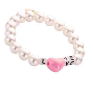 Biba Armband Love Crystal Perlen 10mm Ø Perlmutt Weiß Biba Anhänger Gold