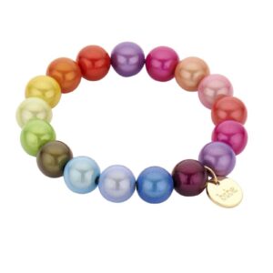 Biba Armband Polymer Perlen 12mm Ø Multicolor Biba Anhänger Gold Umfang 20cm