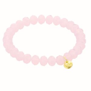 Biba Armband Crystal Perlen 8mm Ø Rosa Biba Anhänger Gold