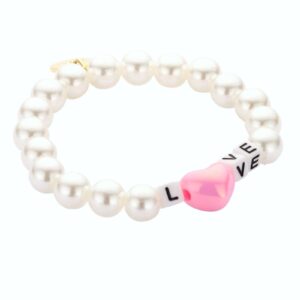 Biba Armband Love Crystal Perlen 10mm Ø Perlmutt Weiß Biba Anhänger Gold
