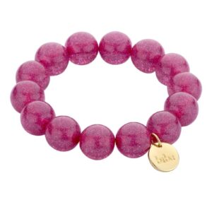 Biba Armband Resin Perlen 14mm Ø Rosa Biba Anhänger Gold