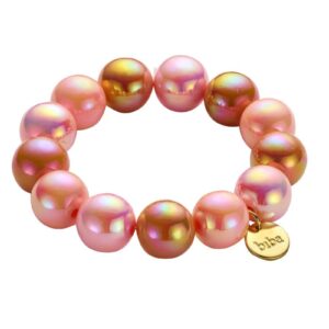 Biba Armband Polymer Perlen 16mm Ø Rosa Apricot Biba Anhänger Gold