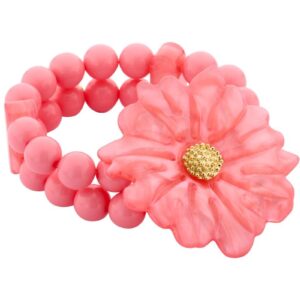 Biba Armband Glas Perlen 12mm Ø Blüte 60mm Flamingo Rosa Gold