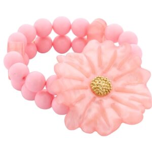 Biba Armband Glas Perlen 12mm Ø Rosa Blüte Rosa Gold 60mm