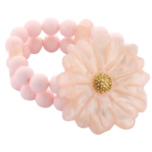 Biba Armband Glas Perlen 12mm Ø Zartrosa Blüte Rosa Gold 60mm
