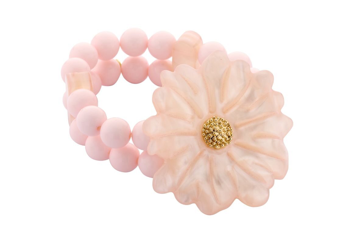 Biba Armband Glas Perlen 12mm Ø Zartrosa Blüte Rosa Gold 60mm