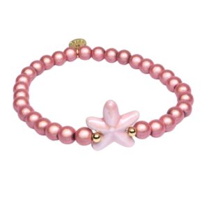 Biba Armband Polymer Perlen 6mm Ø Sweet Star Rose 19 mm Ø Biba Anhänger Gold