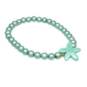Biba Armband Polymer Perlen 6mm Ø Sweet Star Green 19 mm Ø Biba Anhänger Gold